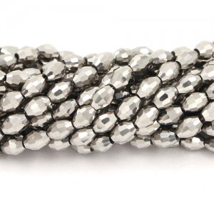 6x9mm 70Pcs Chinese Barrel Shaped crystal beads, silver