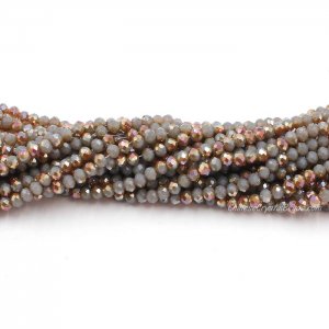 130 beads 3x4mm crystal rondelle beads opal dark gray half amber light