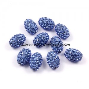 Oval Pave Beads, 9x13mm, Clay, light sapphire, sold per 10pcs bag