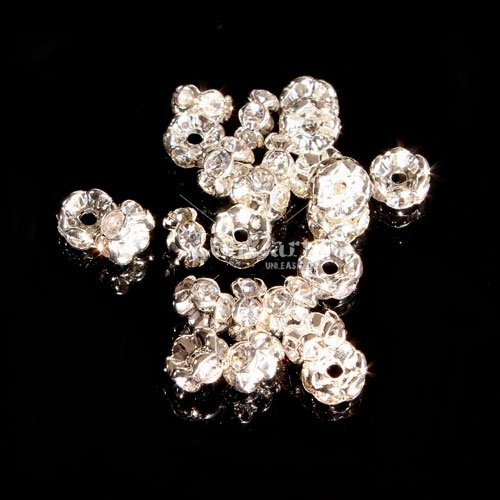 5mm Rondelle spacer beads, Wave, hole 1mm, Clear Rhinestone, 50 piece