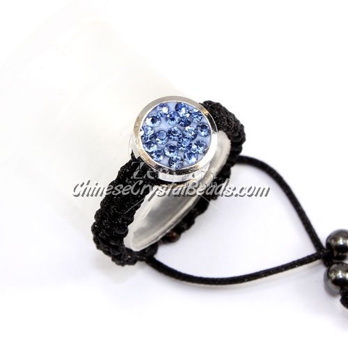 Pave ring, 10mm, button, lt-sapphire, Sold individually.