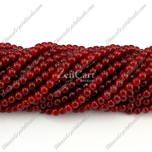 4mm round glass beads, siam, about 200pcs per strand