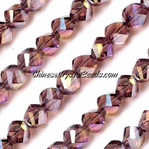 10mm Chinese Crystal Helix beads Amethyst AB, 20 beads