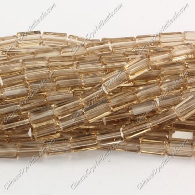 cuboid crystal beads, 4x4x8mm, S Champange, 70pcs per strand