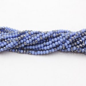 130 beads 3x4mm crystal rondelle beads Opaque med Sapphire half gray light