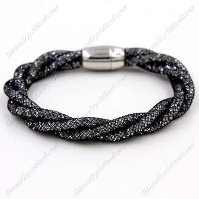 Mesh bracelet, 3 stand helix Stardust Mesh Bracelet, black, Approx. Wide:10mm