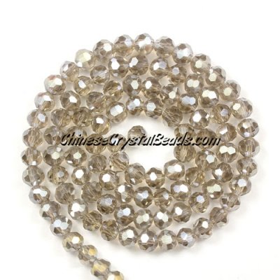 Chinese Crystal 4mm Round Bead Strand, Smoke AB, about 100 beads