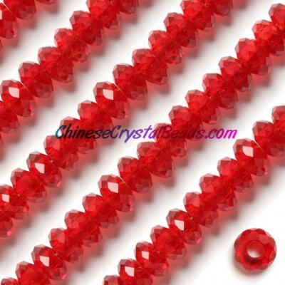Crystal European Beads, Lt.siam, 8x14mm, 5mm big hole,12 beads