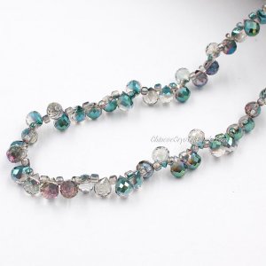 98 beads 6mm Strawberry Crystal Beads, Green Purple