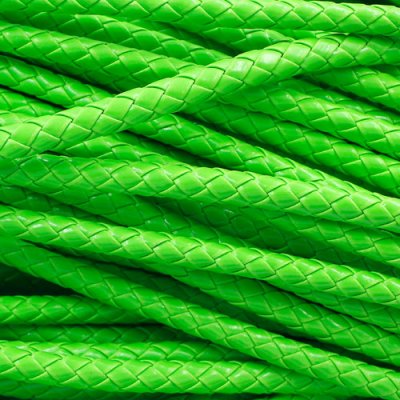2 Meters 7mm Round Braided Bolo Synthetic Leather Jewelry Cord String, neon green