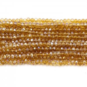 130Pcs 2.5x3.5mm Chinese Crystal Rondelle Beads, med amber AB