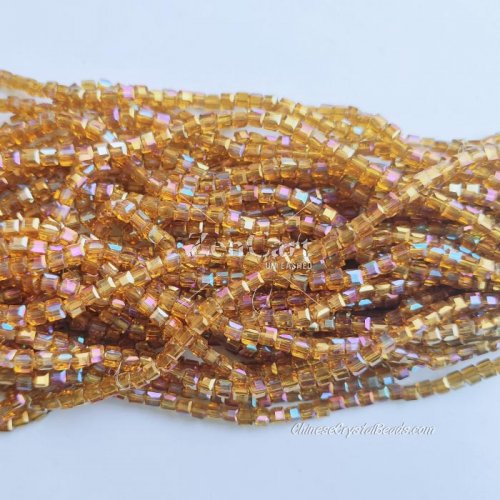 4mm Cube Crystal beads about 95Pcs, med amber AB