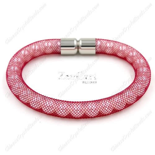 Pearl mesh bracelet, ruby mesh, width:8mm, 1 pc
