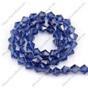 Chinese Crystal Bicone bead strand, 6mm, Blue-ink II, about 50 beads