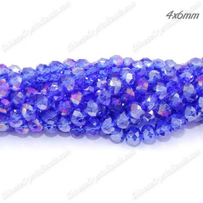 4x6mm Med Sapphire AB Chinese Crystal Rondelle Beads about 95 beads