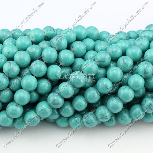 8mm round glass beads strand, Turquoise, 100pcs per strand