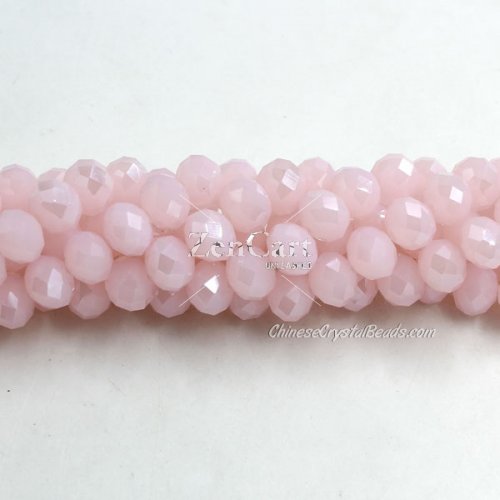 Chinese Crystal Rondelle Strand, Opaque Pink AB, 6x8mm , about 72 beads