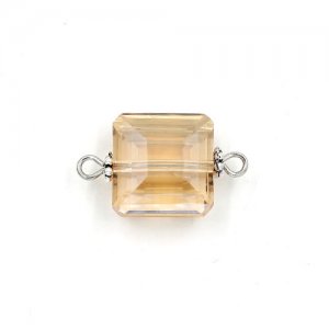 Square shape Faceted Crystal Pendants Necklace Connectors, 13x13mm, Golden Shadow, 1 pc