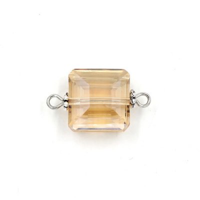 Square shape Faceted Crystal Pendants Necklace Connectors, 13x13mm, Golden Shadow, 1 pc