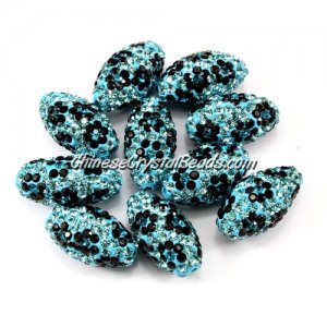 Oval Pave flower Beads, 11x18mm, Clay, aqua, sold Sold individually.