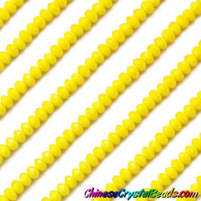 130Pcs 3x4mm Chinese Opaque Yellow Crystal Rondelle Beads