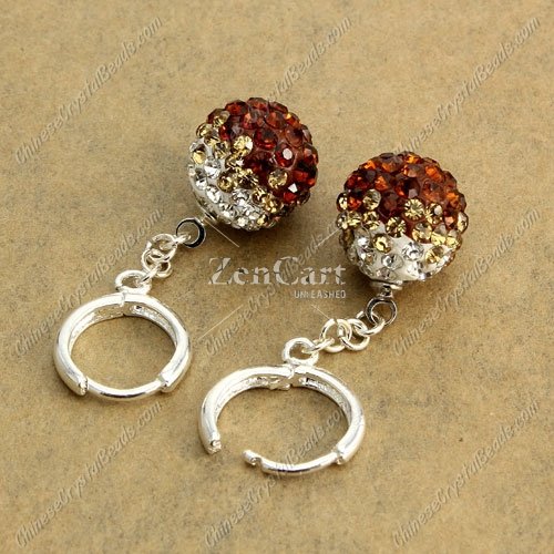 High quality Pave Drop Earrings, 12mm evil eye pave beads, coffee, sold 1 pair