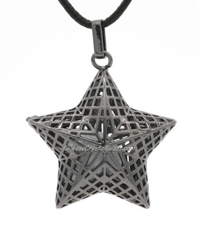 Big star Harmony Ball Pendant Women Necklace with 30 inchChain For Pregnant Women, gunmetal plated brass, 1pc