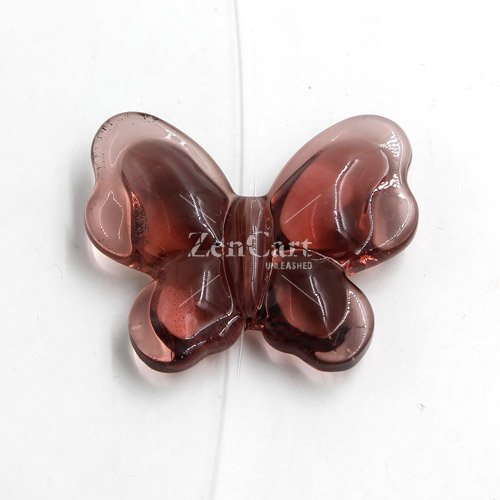 Butterfly glass beads, curtain Bead, 27x33mm, hole: 1.5mm, amethyst, 1pc