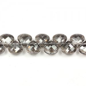 Crystal Flat Briolette beads strand ,9x10mm, silver shade, 20 beads