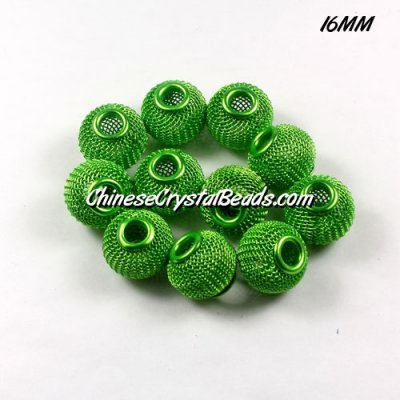 16mm Green Mesh Bead, Basketball Wives, 15 pieces