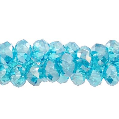 Chinese Crystal Rondelle Bead Strand, Aqua AB, 6x8mm , about 72 beads