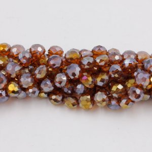 8mm Bread crystal beads long strand, smoked topaz AB, 70pcs per strand