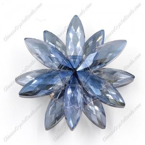 Beaded crystal flower, CCB Base, 45mm width, Magic Blue, 1pcs