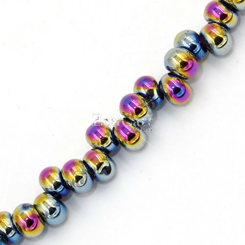 100Pcs 6mm rondelle earring shaped glass beads, hole: 2mm, rainbow light