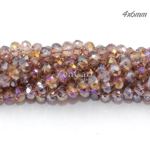 4x6mm light Amethyst AB Crystal Rondelle Beads about 95 beads