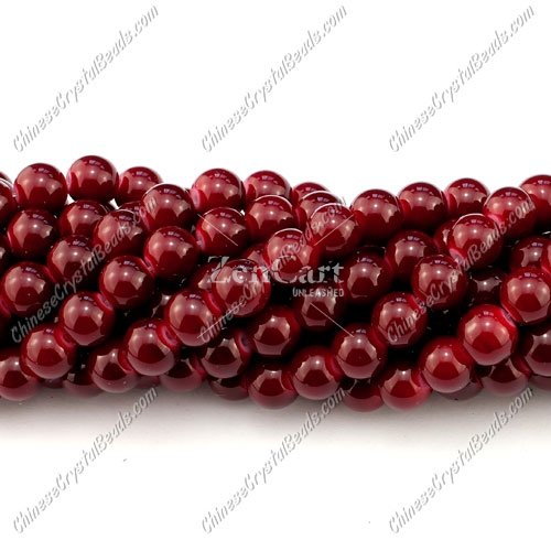 8mm round glass beads strand, dark red, 100pcs per strand