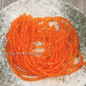 Chinese Crystal 4mm Long Round Bead Strand, orange, about 100 beads