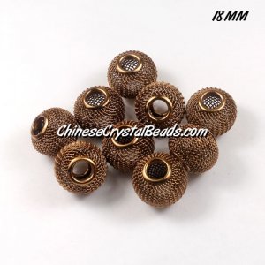 18mm Brown Mesh Bead, Basketball Wives, 12 pieces