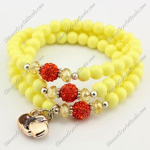Glass Beads stretch bracelet & Necklaces,6mm yellow beads, 21inch l