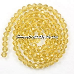 Chinese Crystal 4mm Long Round Bead Strand, topaz, about 100 beads