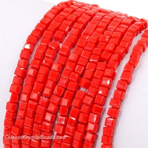 2x2mm cube crytsal beads, opaque red velet 2, 180pcs