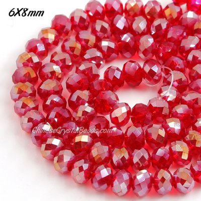 6x8mm Chinese Crystal Rondelle beads, siam AB, about 70 beads