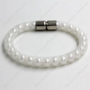Pearl mesh bracelet, white mesh, width:8mm, 1 pc