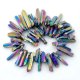 Metalic Rainbow Natural Quartz Crystal Druzy Freeform Stick Titanium Coated Loose Beads 38cm