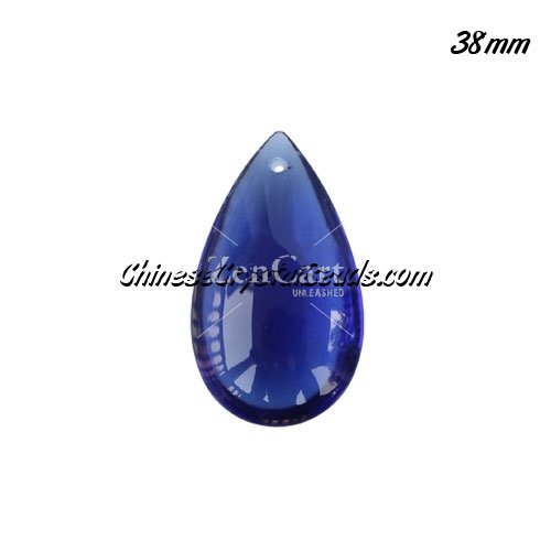 38x22mm Crystal beads Curtain drop Smooth surface pendant, Blue, hole: 1.5mm