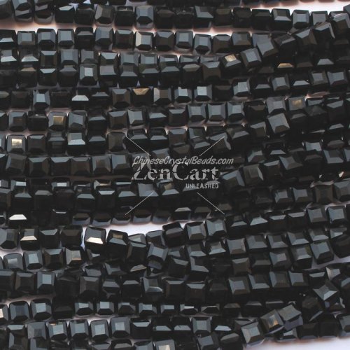 98Pcs 6mm Cube Crystal beads,black