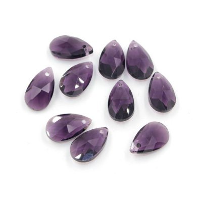 10Pcs 16x9mm Crystal beads Faceted Teardrop Pendant, violet, hole: 1mm