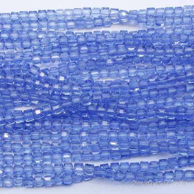 98Pcs 6mm Cube Crystal beads,med sapphire