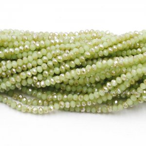 10 strands 2x3mm chinese crystal rondelle beads green jade half Light about 1700pcs