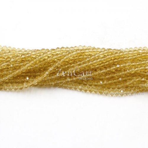 130 beads 3x4mm crystal rondelle beads lt. yellow amber